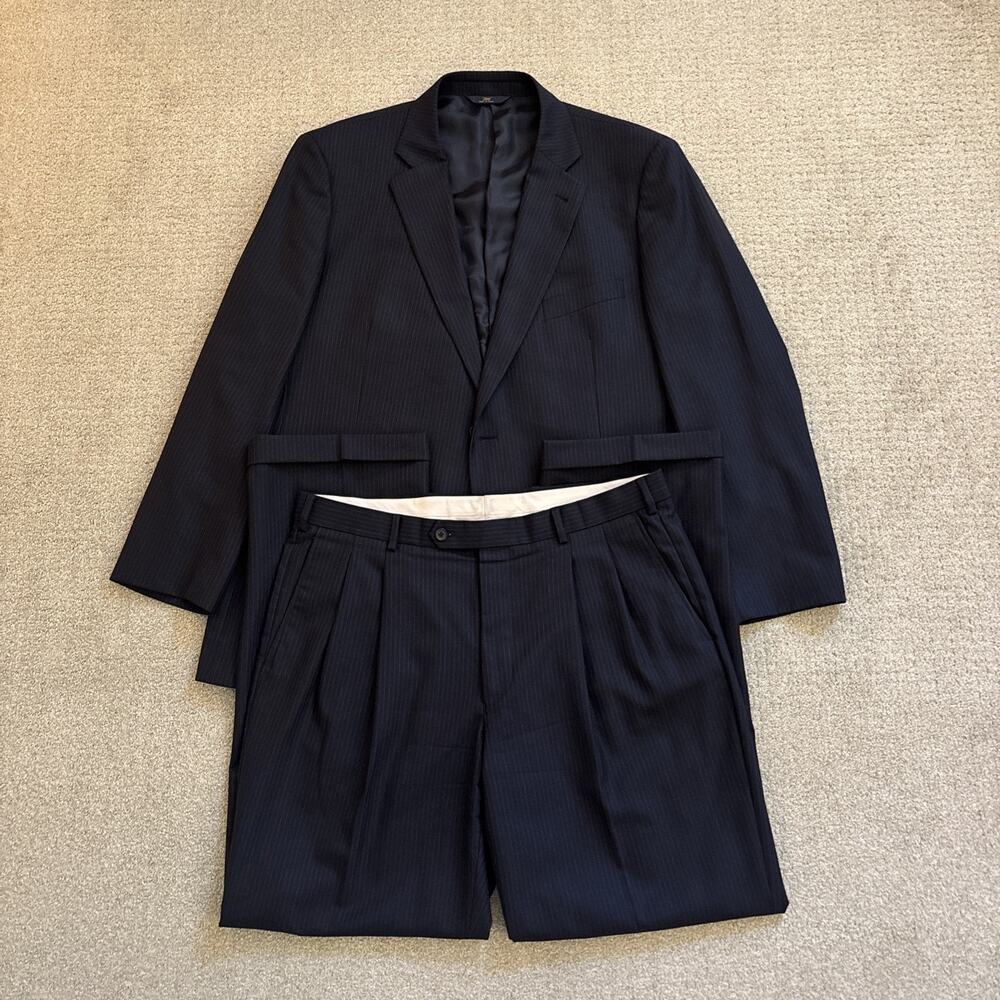 Brooks Brothers 346 Madison Fit 2pc Suit Mens 46L 100% Wool Pinstripe Pants 38